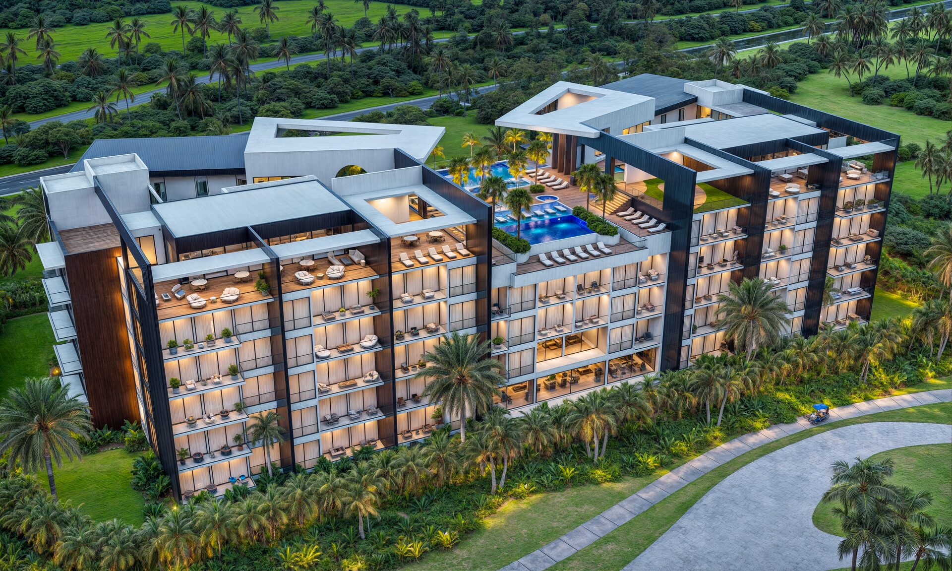 Aura del Mar Cap Cana – Rear aerial view