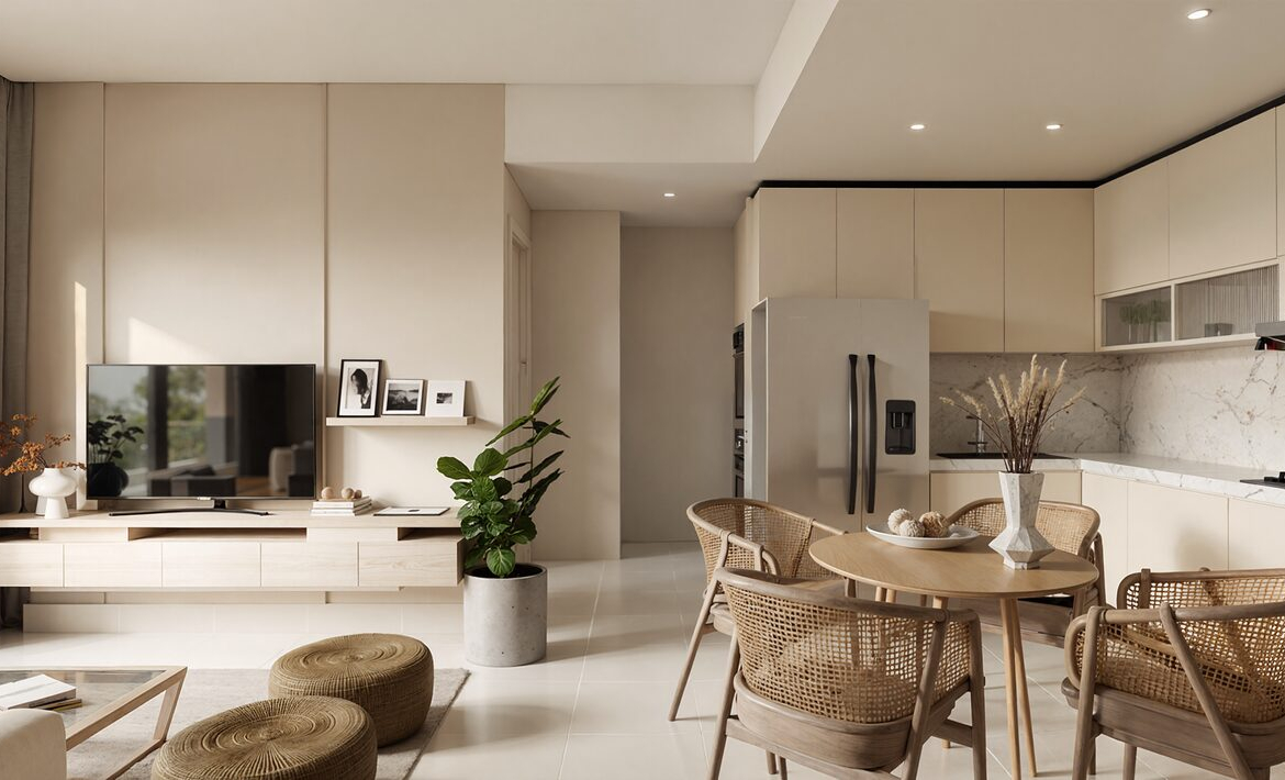 Green Garden Residences IV Vista Cana – 1 bedroom + study apartment living area