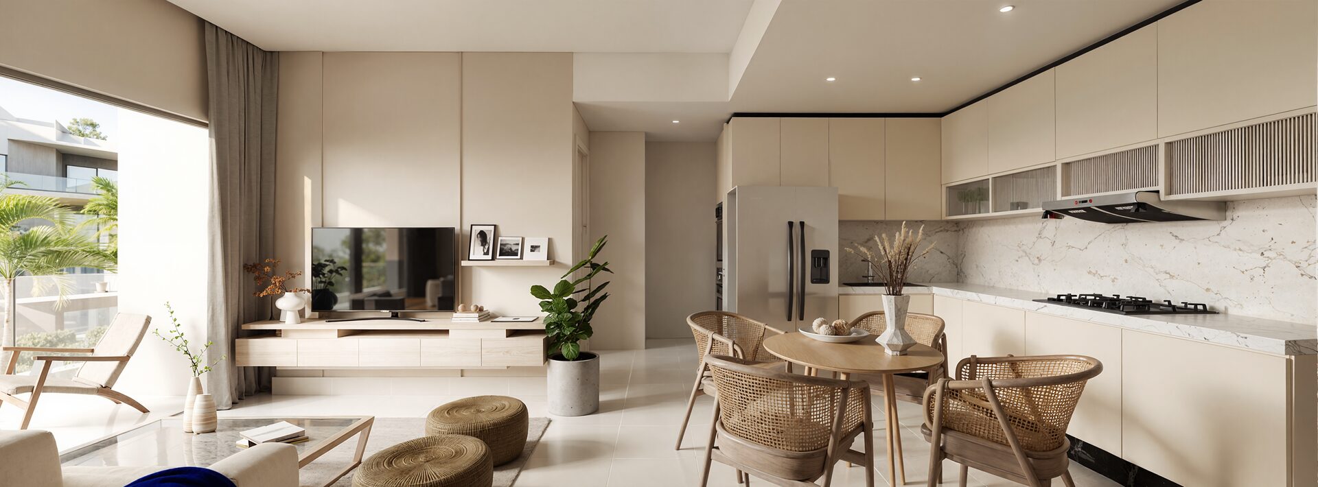 Green Garden Residences IV Vista Cana – 1 bedroom + study apartment living area